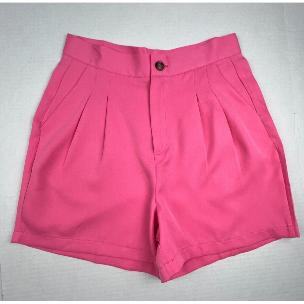 Womens Medium Pink Pleated Tailored Shorts High Waist Trouser Barbiecore Preppy